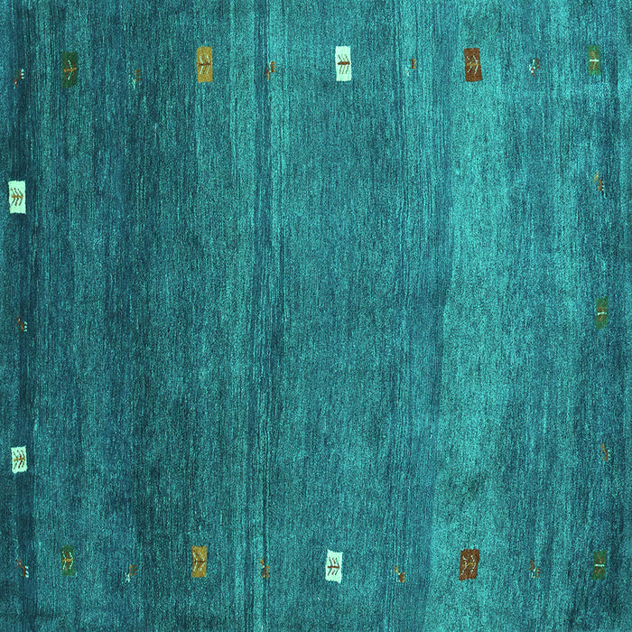 Square Machine Washable Abstract Turquoise Contemporary Area Rugs, wshcon2814turq