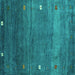 Square Machine Washable Abstract Turquoise Contemporary Area Rugs, wshcon2814turq