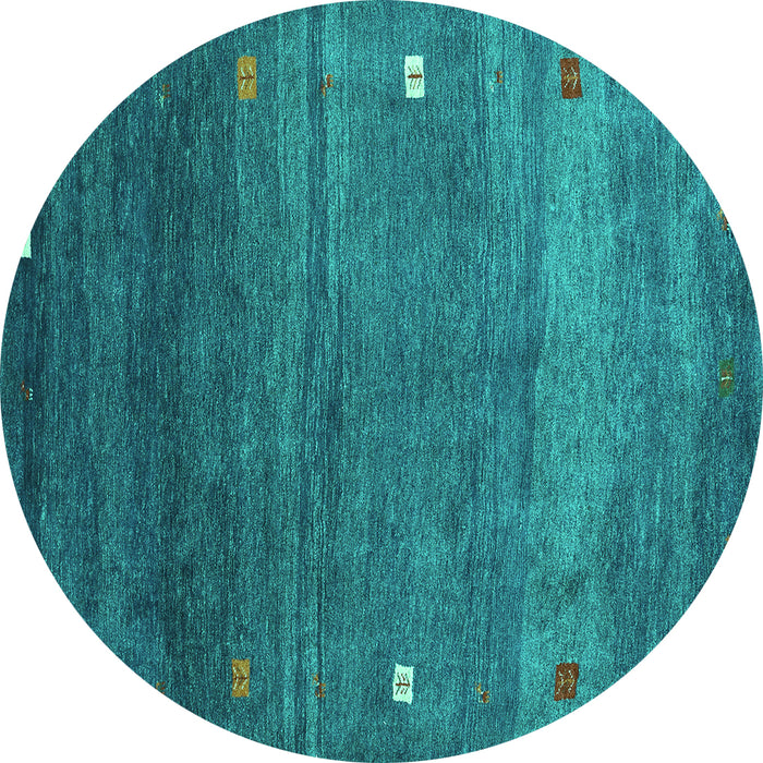Round Abstract Turquoise Contemporary Rug, con2814turq