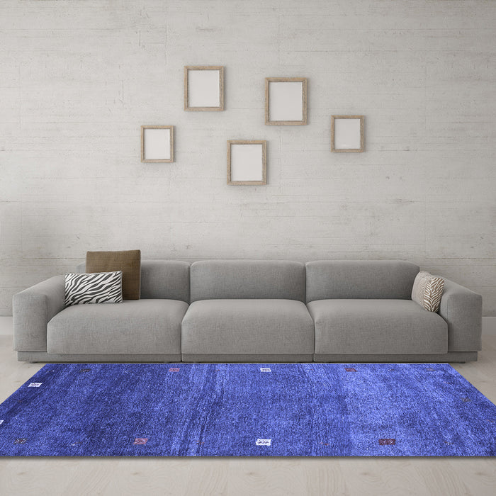 Machine Washable Abstract Blue Contemporary Rug in a Living Room, wshcon2814blu