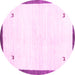 Round Machine Washable Solid Pink Modern Rug, wshcon2815pnk