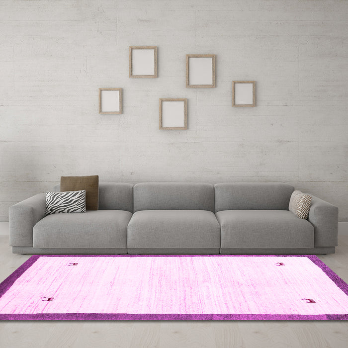 Machine Washable Solid Pink Modern Rug in a Living Room, wshcon2815pnk