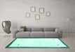 Machine Washable Solid Turquoise Modern Area Rugs in a Living Room,, wshcon2815turq