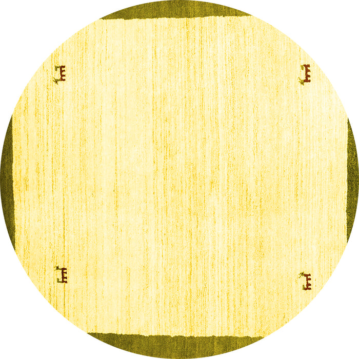 Round Machine Washable Solid Yellow Modern Rug, wshcon2815yw
