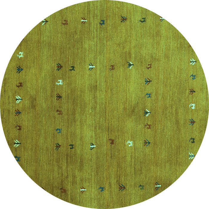 Round Abstract Turquoise Contemporary Rug, con2816turq
