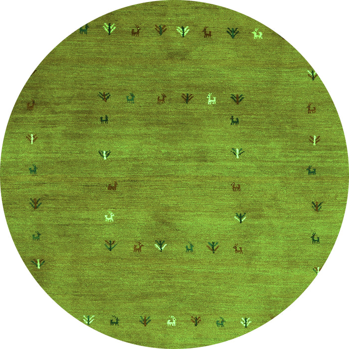 Square Abstract Green Contemporary Rug, con2816grn