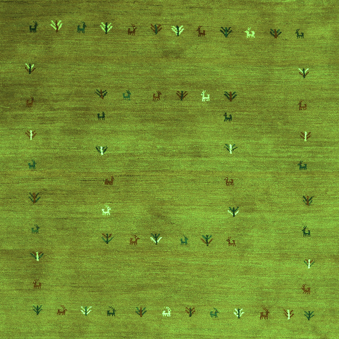 Round Machine Washable Abstract Green Contemporary Area Rugs, wshcon2816grn