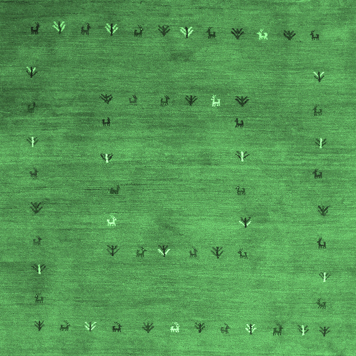 Square Machine Washable Abstract Emerald Green Contemporary Area Rugs, wshcon2816emgrn