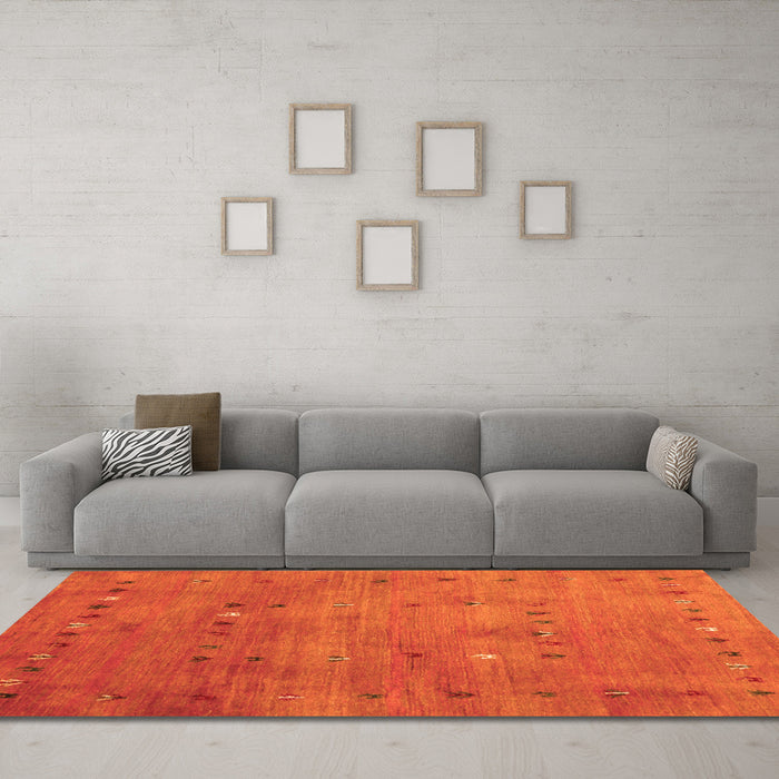 Machine Washable Abstract Orange Contemporary Area Rugs in a Living Room, wshcon2816org