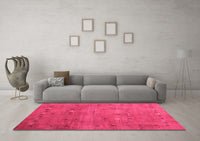 Machine Washable Abstract Pink Contemporary Rug, wshcon2816pnk