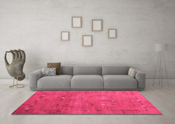 Machine Washable Abstract Pink Contemporary Rug in a Living Room, wshcon2816pnk