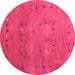 Round Abstract Pink Contemporary Rug, con2816pnk