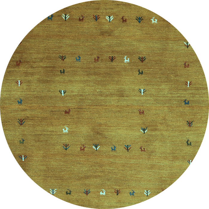 Round Abstract Light Blue Contemporary Rug, con2816lblu