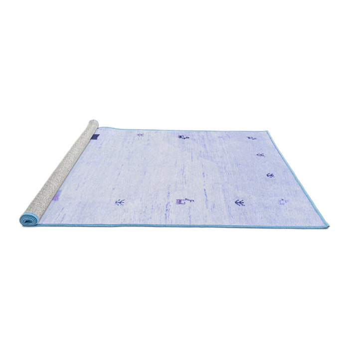 Sideview of Machine Washable Solid Blue Modern Rug, wshcon2817blu