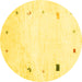 Round Solid Yellow Modern Rug, con2817yw