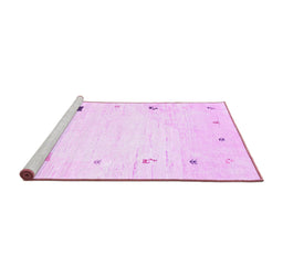 Sideview of Machine Washable Solid Purple Modern Area Rugs, wshcon2817pur