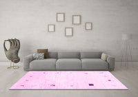 Machine Washable Solid Pink Modern Rug, wshcon2817pnk