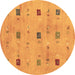 Round Abstract Brown Contemporary Rug, con2818brn