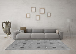 Machine Washable Abstract Gray Contemporary Rug in a Living Room,, wshcon2818gry