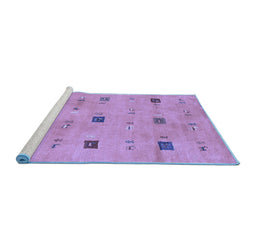 Sideview of Machine Washable Abstract Blue Contemporary Rug, wshcon2818blu