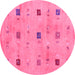 Round Abstract Pink Contemporary Rug, con2818pnk