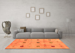 Machine Washable Abstract Orange Contemporary Area Rugs in a Living Room, wshcon2818org