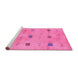 Sideview of Machine Washable Abstract Purple Contemporary Area Rugs, wshcon2818pur