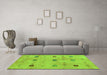 Machine Washable Abstract Green Contemporary Area Rugs in a Living Room,, wshcon2818grn