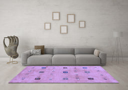Machine Washable Abstract Blue Contemporary Rug in a Living Room, wshcon2818blu