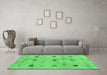 Machine Washable Abstract Emerald Green Contemporary Area Rugs in a Living Room,, wshcon2818emgrn