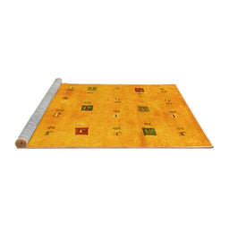 Sideview of Machine Washable Abstract Yellow Contemporary Rug, wshcon2818yw