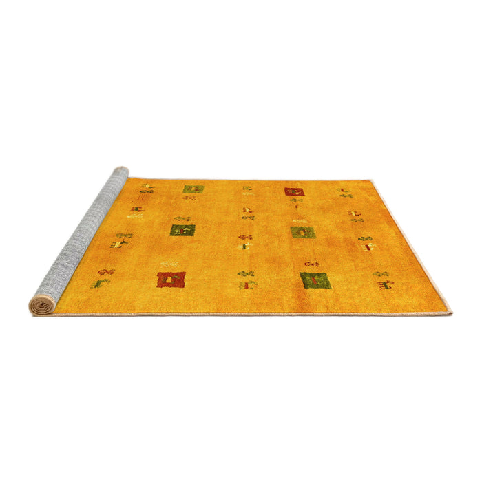 Sideview of Machine Washable Abstract Yellow Contemporary Rug, wshcon2818yw