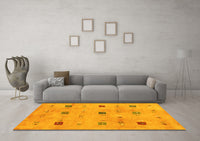 Machine Washable Abstract Yellow Contemporary Rug, wshcon2818yw