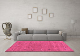 Machine Washable Abstract Purple Contemporary Area Rugs in a Living Room, wshcon2819pur