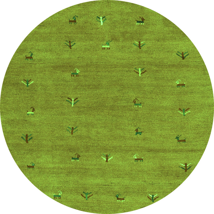 Square Abstract Green Contemporary Rug, con2819grn