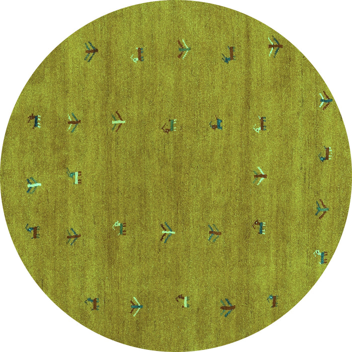 Round Abstract Turquoise Contemporary Rug, con2819turq