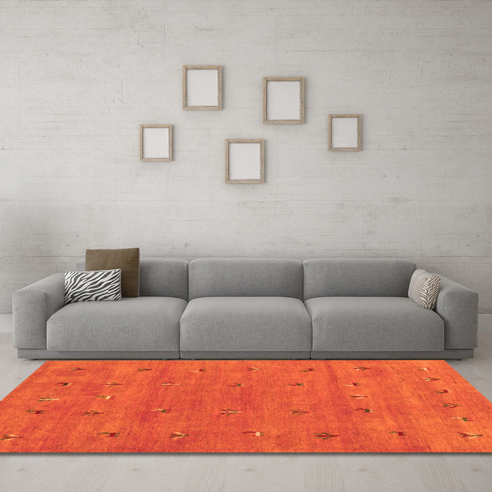 Machine Washable Abstract Orange Contemporary Area Rugs in a Living Room, wshcon2819org