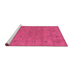 Sideview of Machine Washable Abstract Purple Contemporary Area Rugs, wshcon2819pur