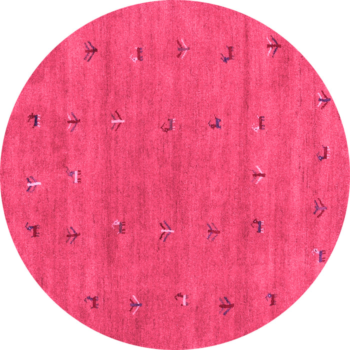 Round Abstract Pink Contemporary Rug, con2819pnk
