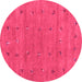 Round Abstract Pink Contemporary Rug, con2819pnk