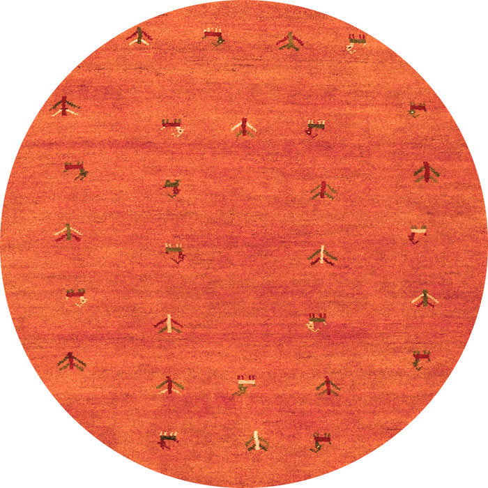 Square Abstract Orange Contemporary Rug, con2819org