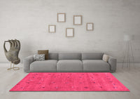 Machine Washable Abstract Pink Contemporary Rug, wshcon2819pnk