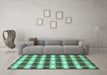 Machine Washable Abstract Turquoise Contemporary Area Rugs in a Living Room,, wshcon281turq