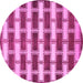 Round Machine Washable Abstract Pink Contemporary Rug, wshcon281pnk