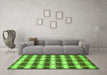 Machine Washable Abstract Green Contemporary Area Rugs in a Living Room,, wshcon281grn