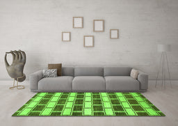 Machine Washable Abstract Green Contemporary Area Rugs in a Living Room,, wshcon281grn
