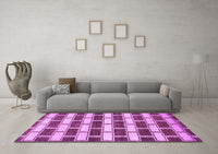 Machine Washable Abstract Purple Contemporary Rug, wshcon281pur