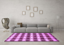 Machine Washable Abstract Purple Contemporary Area Rugs in a Living Room, wshcon281pur