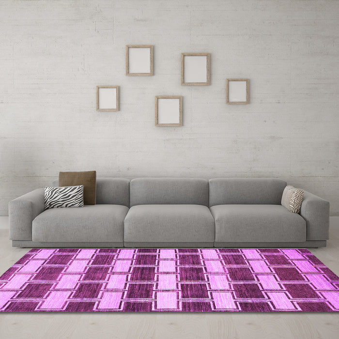 Machine Washable Abstract Purple Contemporary Area Rugs in a Living Room, wshcon281pur