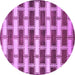 Round Abstract Purple Contemporary Rug, con281pur